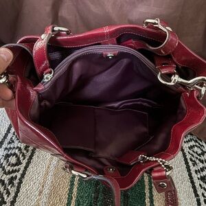 Coach Burgundy Glazed Leather Tote | Large Shoulder Bag | Authentic